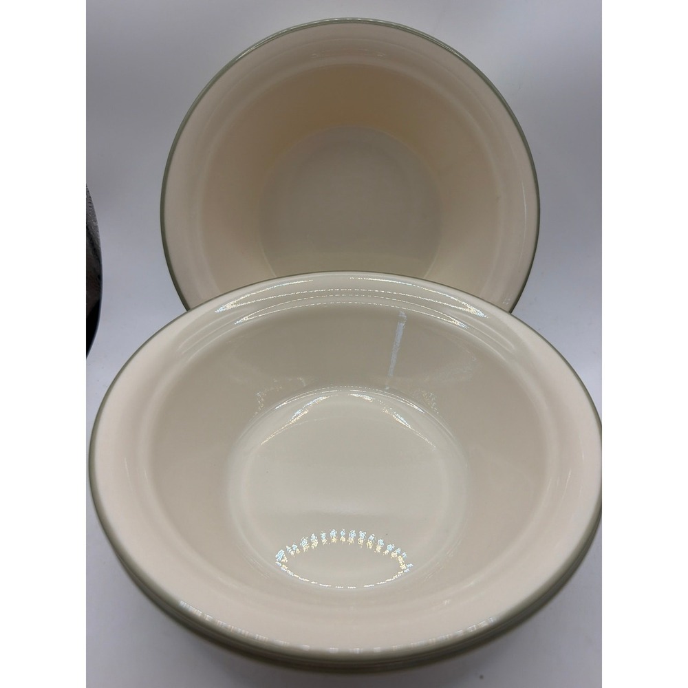 3 Corelle by Corning CALICO ROSE Cereal/Soup Bowl w/green wide rim trim